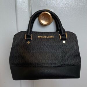 Michael Kors Black Satchel with Gold Details
